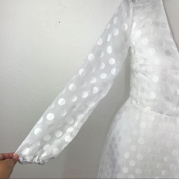 Guess True White Bertha Dotted Long Sleeve Wrap Dress XS NWT - Picture 4 of 10